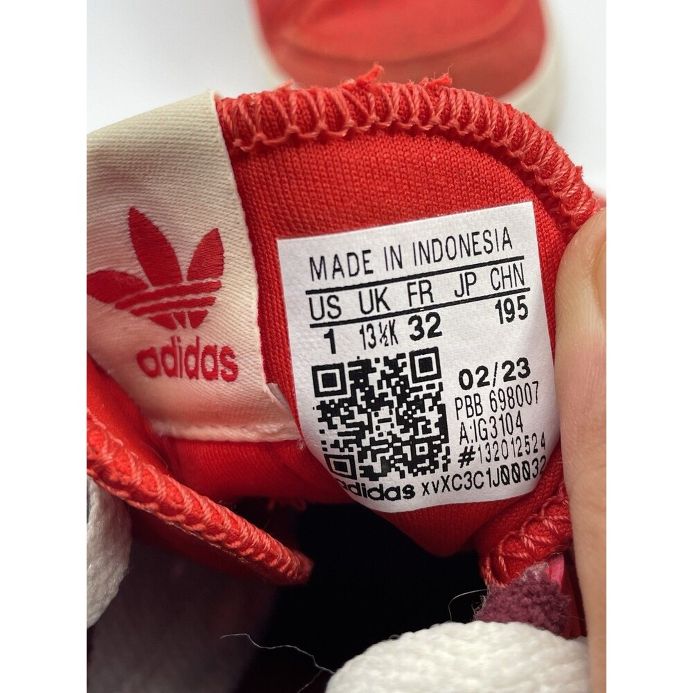 Adidas Originals Kids Forum Low Red White Suede Sneakers Size US 1 - Picture 7 of 7